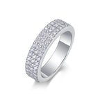 18K White Gold Triple-Row Round Diamond Engagement Ring for Women