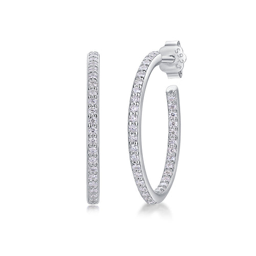 18K White Gold 74-Round Diamond Earrings