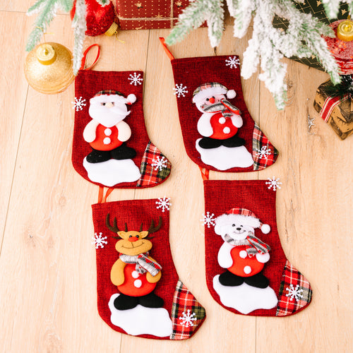 Small Red Christmas Cartoon Embroidered Gift Socks