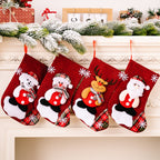 Small Red Christmas Cartoon Embroidered Gift Socks