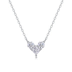 18K White Gold Heart-Shaped Pendant Necklace with Three Diamonds for Women