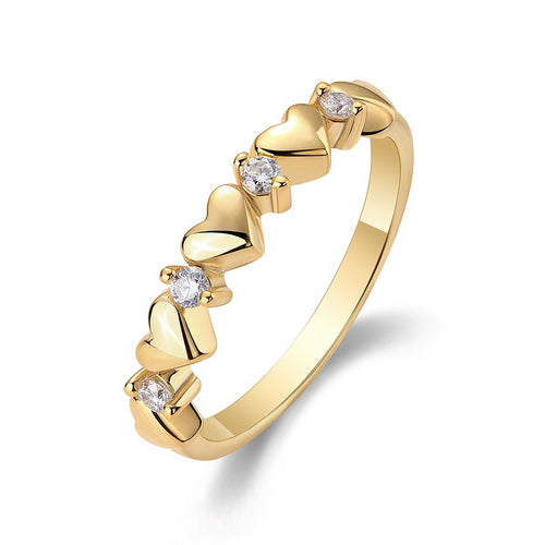 18K Gold Plated Romantic Heart Diamond Wedding Ring for Women