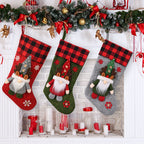 Christmas Reindeer Forest Elf Checkered Gift Socks