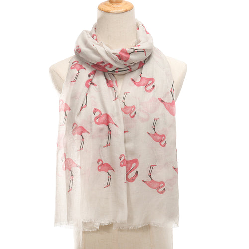 Ladies' Flamingo Printed Scarf Shawl