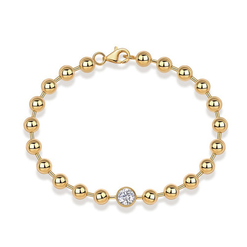 18K Gold Plated 1 Carat Moissanite Bead Bracelet