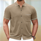 Men's Casual Solid-Color Ice Silk Knitted Polo Shirt