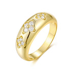 18K Gold Plated Flower-Shaped Diamond Wedding Ring for Women