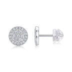 18K White Gold Disk Shape Diamond Accent Stud Earrings