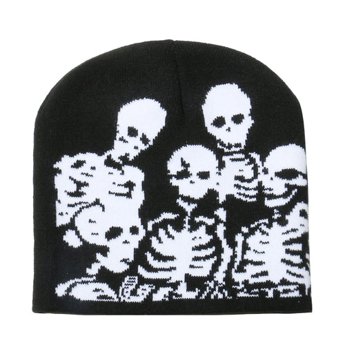 Halloween Skeleton Jacquard Knitted Woolen Hat