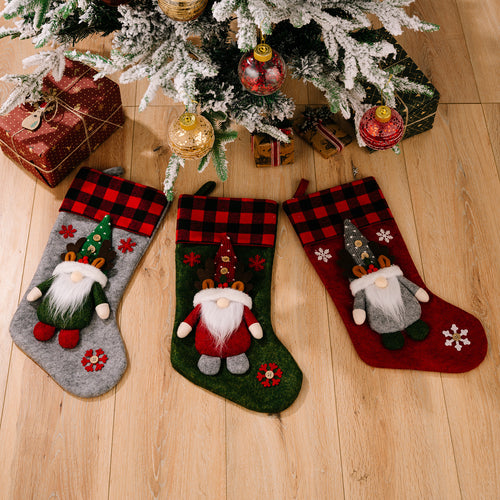 Christmas Reindeer Forest Elf Checkered Gift Socks