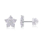 18K White Gold Flower Shape Diamond Stud Earrings