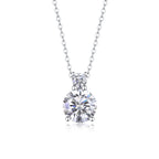 Glittering 18K White Gold 3 Carat Round Diamond Pendant Necklace for Women