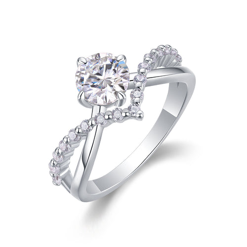 18K White Gold Radiant Intertwined 1 Carat Diamond Wedding Ring for Women