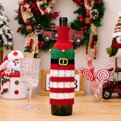 Christmas Belt Knitted Wine Bottle Cover