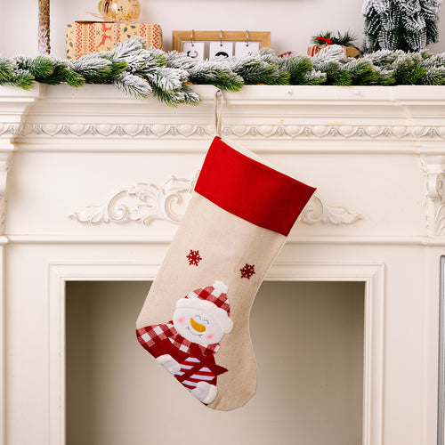 Christmas Red-Trimmed Linen-Like Cartoon Printed Gift Socks