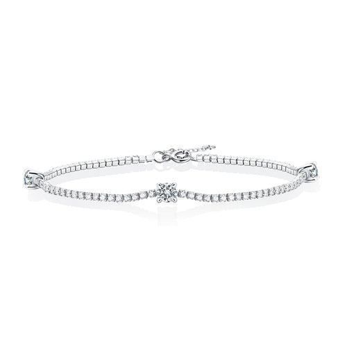 18K White Gold Three 0.3 Carat Moissanite Bracelet