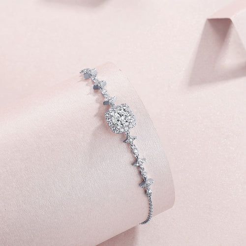 18K White Gold 1 Carat Diamond-Embedded Bracelet