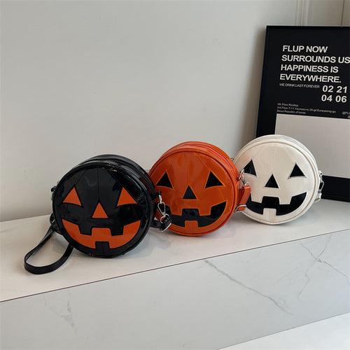 Halloween Pumpkin Grimace Circular Crossbody Bag