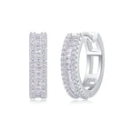 18K White Gold Three-Row 98-Diamond Earrings