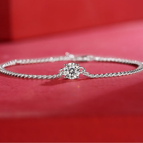 18K White Gold Glittering Round Diamond Bracelet