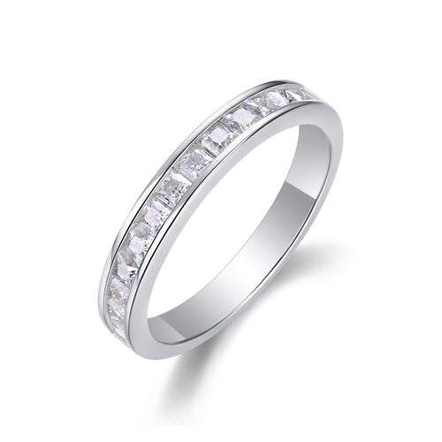 18K White Gold 2mm Square Diamond Wedding Ring for Women