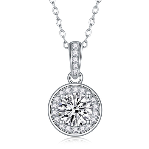 18K White Gold Radiant 1 Carat Diamond Pendant Necklace for Women