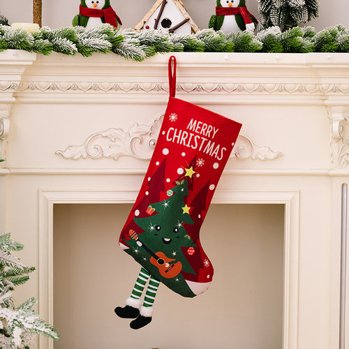 Santa Claus, Snowman, Elk, and Tiny Tree Printed Leg-Hanging Gift Socks