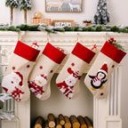 Christmas Red-Trimmed Linen-Like Cartoon Printed Gift Socks