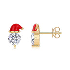 18K Gold Plated Santa Hat 1 Carat Moissanite Stud Earrings