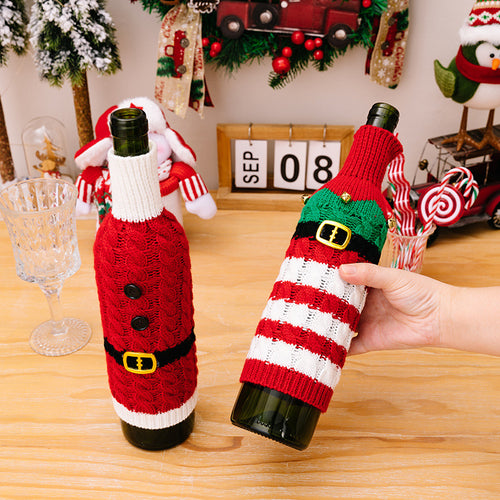 Christmas Belt Knitted Wine Bottle Cover