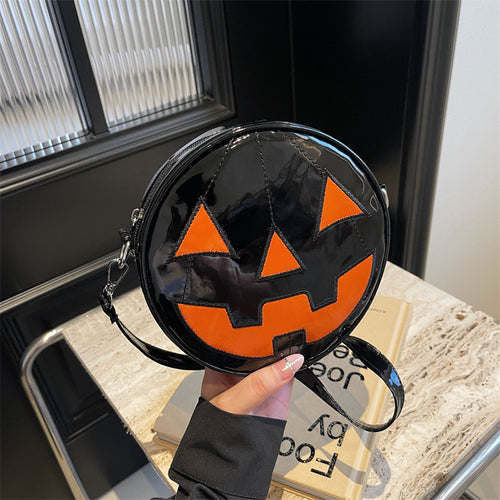 Halloween Pumpkin Grimace Circular Crossbody Bag