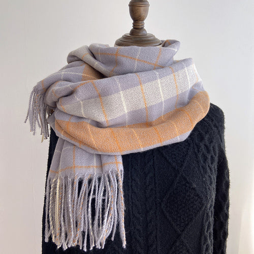 Women's Winter Versatile Warm Plaid Fringe Scarf Shawl