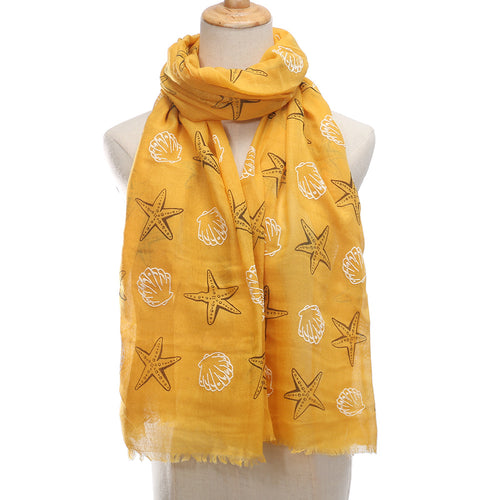 Ladies' Shell Sea Star Printed Scarf Shawl