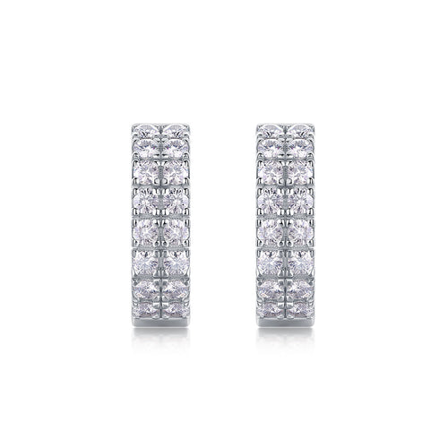 18K White Gold Earrings with 32 Pieces of 2mm Round Diamonds