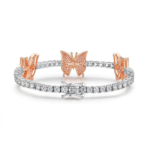 18K White Gold Butterfly Diamond-Embedded Bracelet