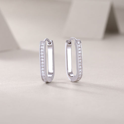 18K White Gold 26-Round Diamond Earrings