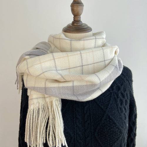 Women's Winter Versatile Warm Plaid Fringe Scarf Shawl