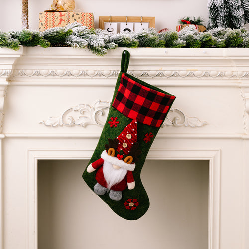 Christmas Reindeer Forest Elf Checkered Gift Socks