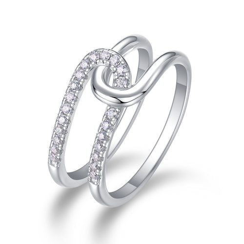 18K White Gold Sparkling Dual-Ring Wedding Ring for Women