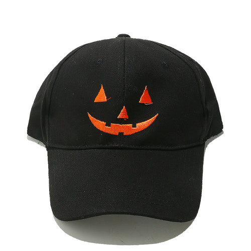 Halloween Pumpkin Ghost Face Embroidered Baseball Hat