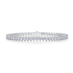 18K White Gold 3mm Three-Prong Pave-Set Moissanite Bracelet