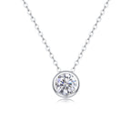 18K White Gold 1 Carat Round Diamond Pendant Necklace for Women