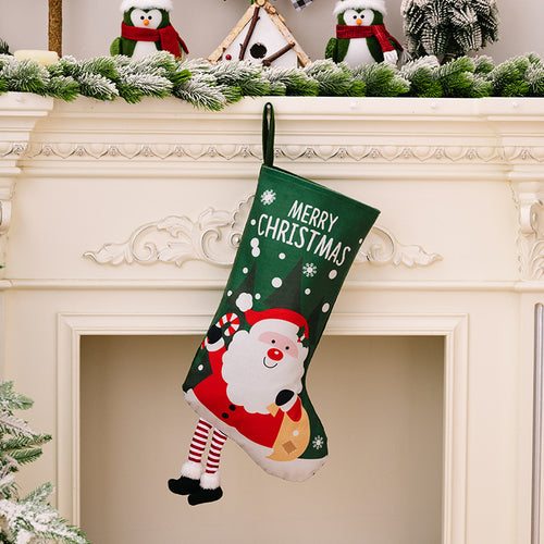 Santa Claus, Snowman, Elk, and Tiny Tree Printed Leg-Hanging Gift Socks