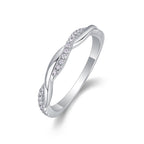 18K White Gold Spiral Diamond-Accent Wedding Ring for Women