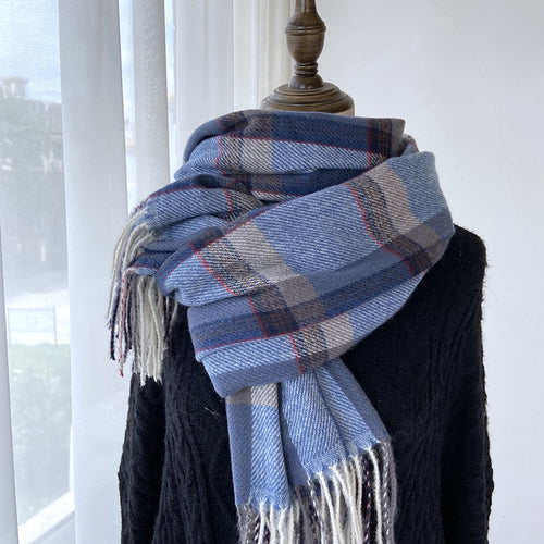 Women's Winter Warm Plaid Fringe Scarf Shawl