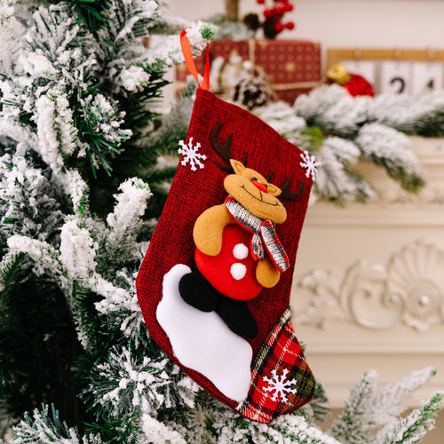 Small Red Christmas Cartoon Embroidered Gift Socks