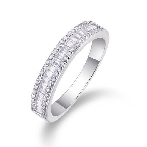 18K White Gold Three-Tier 76-Diamonds Engagement Ring for Women