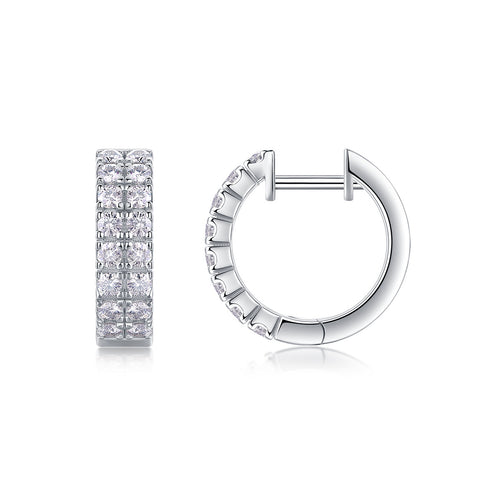 18K White Gold Earrings with 32 Pieces of 2mm Round Diamonds