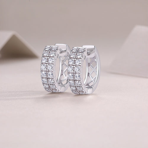 18K White Gold Earrings with 32 Pieces of 2mm Round Diamonds