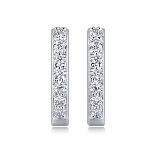 18K White Gold 14-Round Diamond Earrings